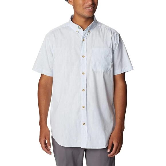 Columbia Men Rapid Rivers Short Sleeve Shirt, White Stripe, Size S 0140 - Picture 1 of 3